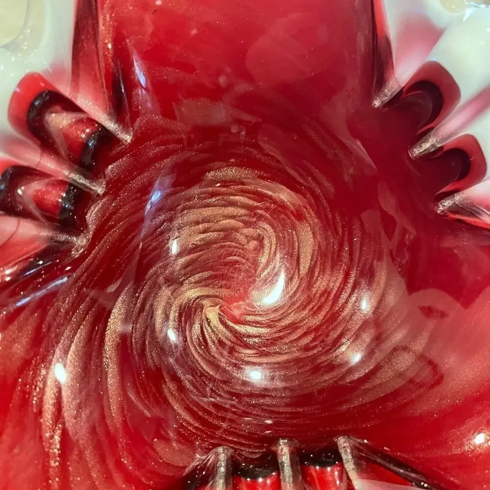 Vintage Murano glass Red with gold ashtray candy dish